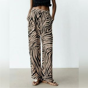 Zara zebra print pants NWOT high waisted